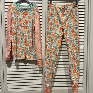 Matilda Jane Floral Kids Pajama Set - Orange and Green